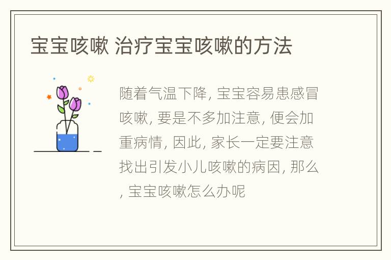 宝宝咳嗽 治疗宝宝咳嗽的方法