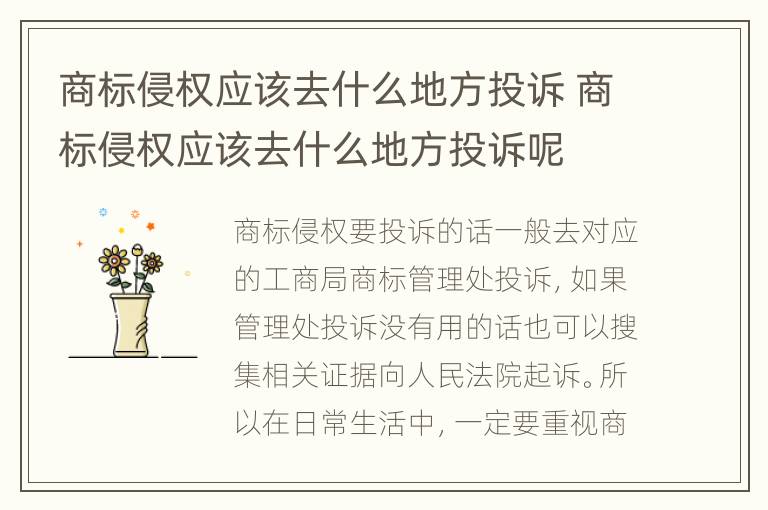 商标侵权应该去什么地方投诉 商标侵权应该去什么地方投诉呢