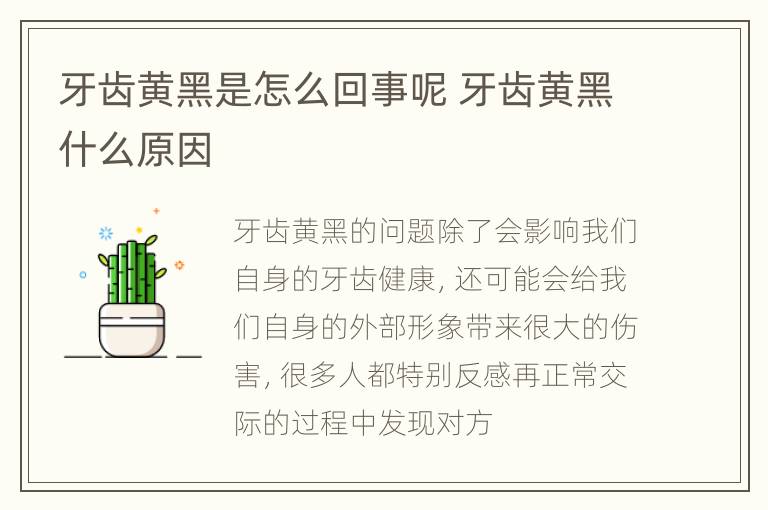 牙齿黄黑是怎么回事呢 牙齿黄黑什么原因