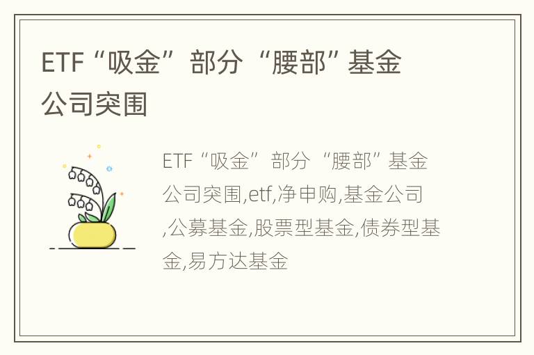 ETF“吸金” 部分 “腰部”基金公司突围