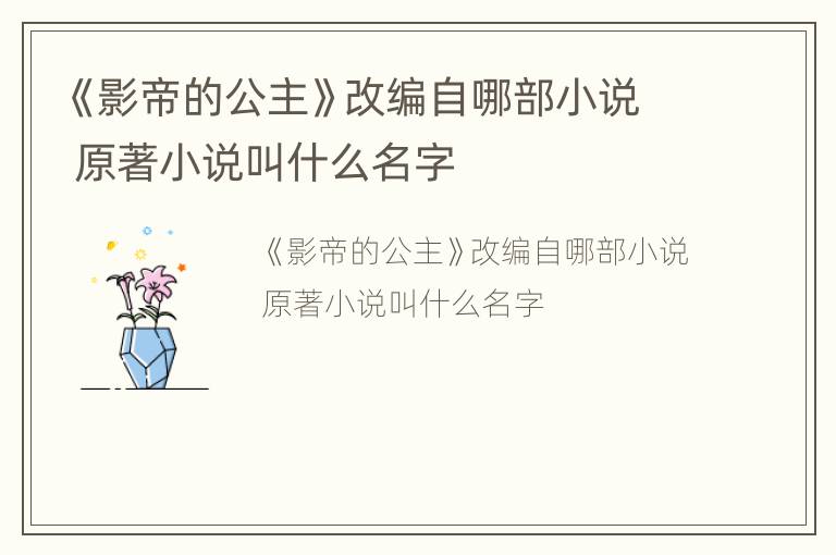 《影帝的公主》改编自哪部小说 原著小说叫什么名字