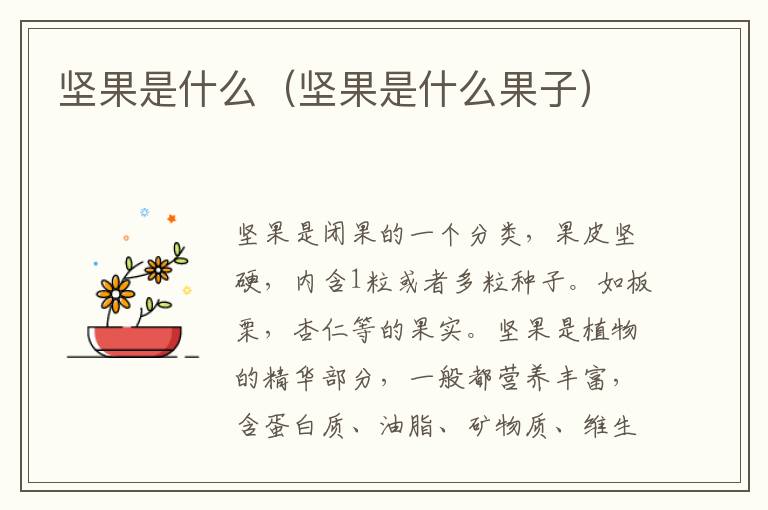 坚果是什么（坚果是什么果子）