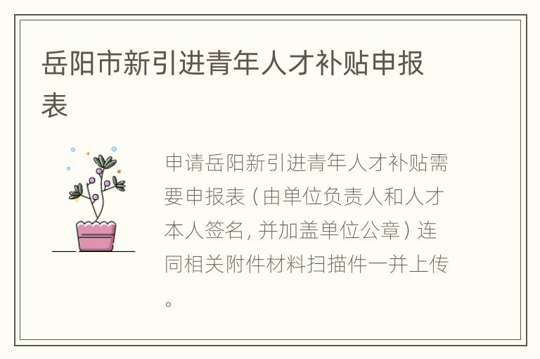 岳阳市新引进青年人才补贴申报表