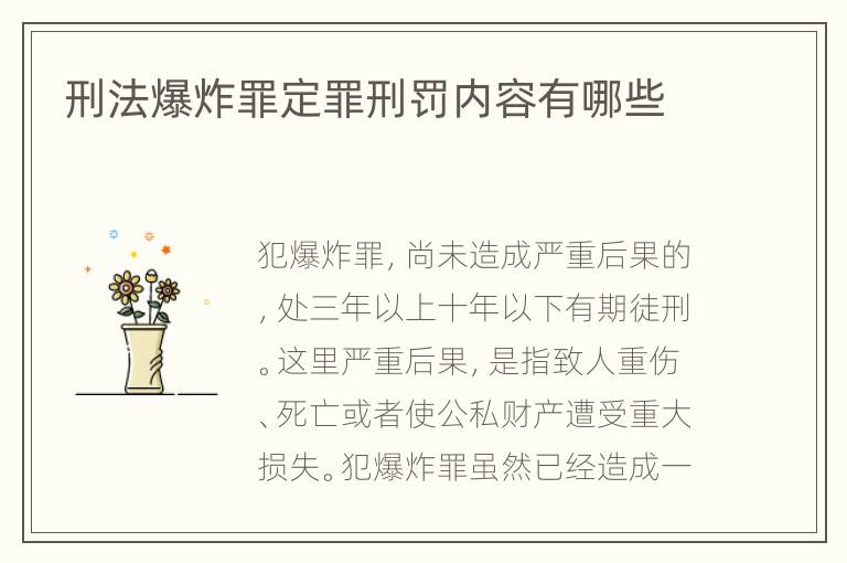 刑法爆炸罪定罪刑罚内容有哪些