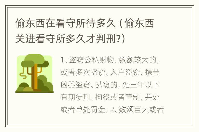 偷东西在看守所待多久（偷东西关进看守所多久才判刑?）