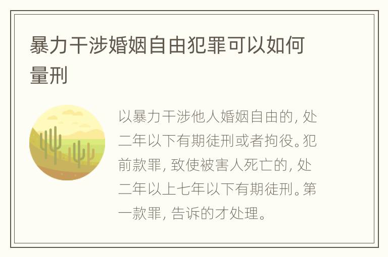 暴力干涉婚姻自由犯罪可以如何量刑