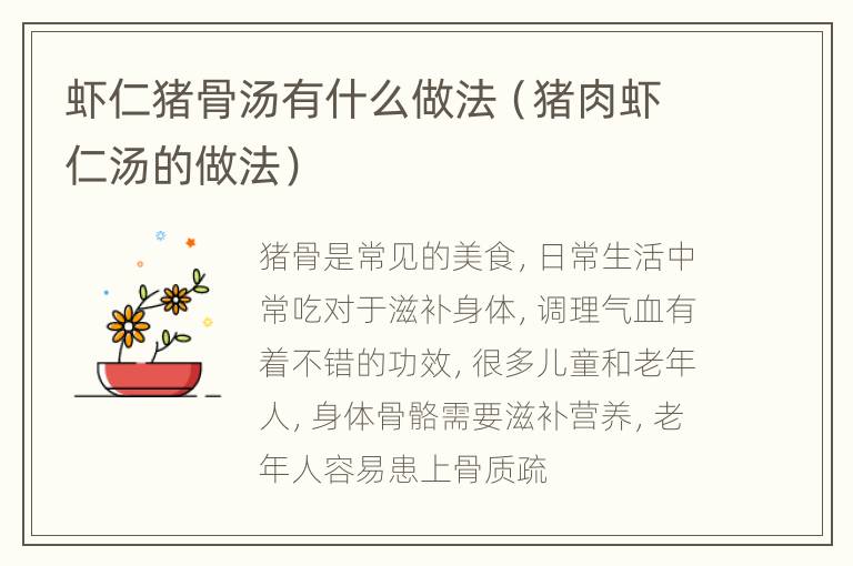 虾仁猪骨汤有什么做法（猪肉虾仁汤的做法）