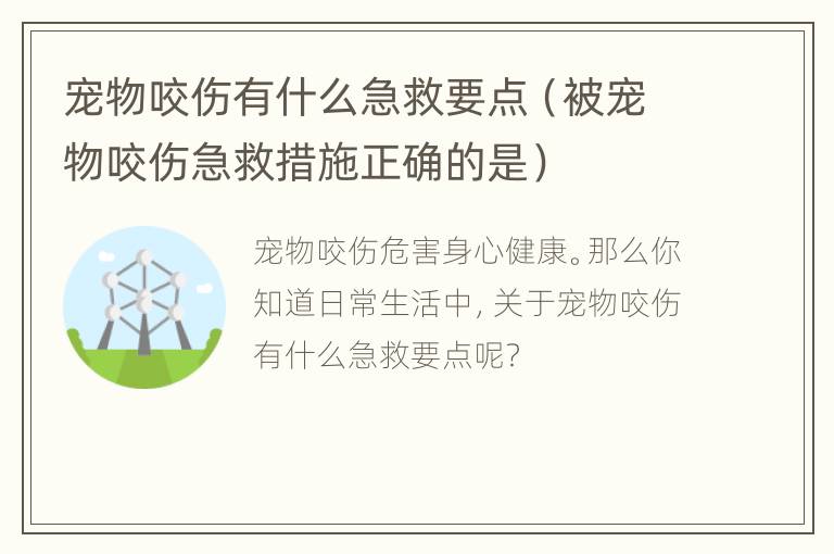宠物咬伤有什么急救要点（被宠物咬伤急救措施正确的是）