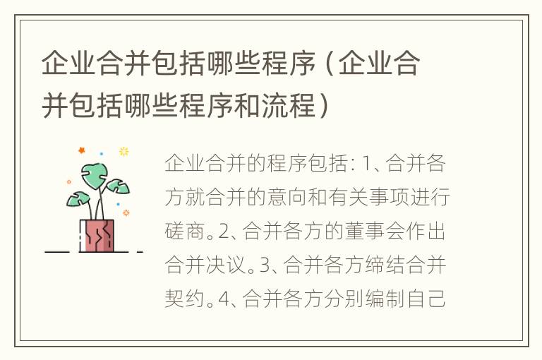 企业合并包括哪些程序（企业合并包括哪些程序和流程）