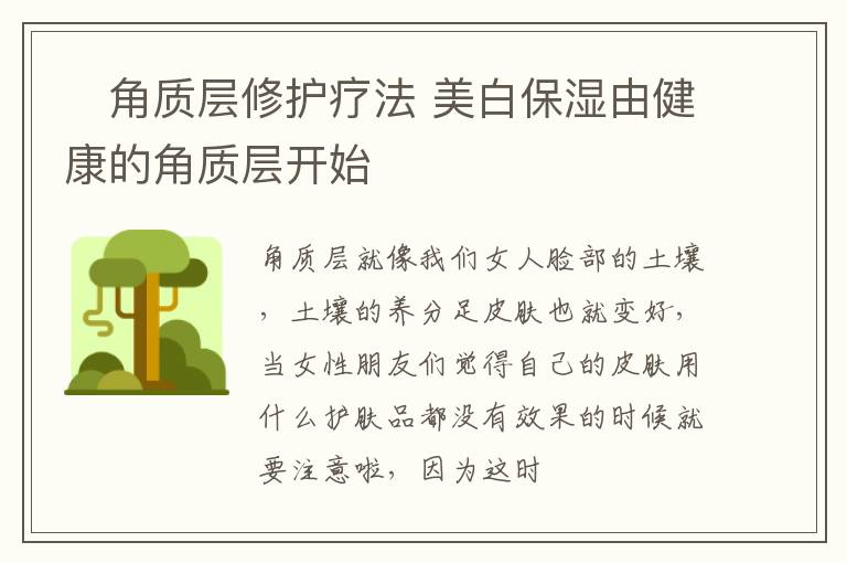 ​角质层修护疗法 美白保湿由健康的角质层开始