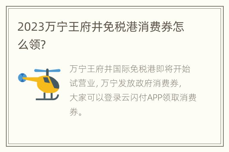2023万宁王府井免税港消费券怎么领？