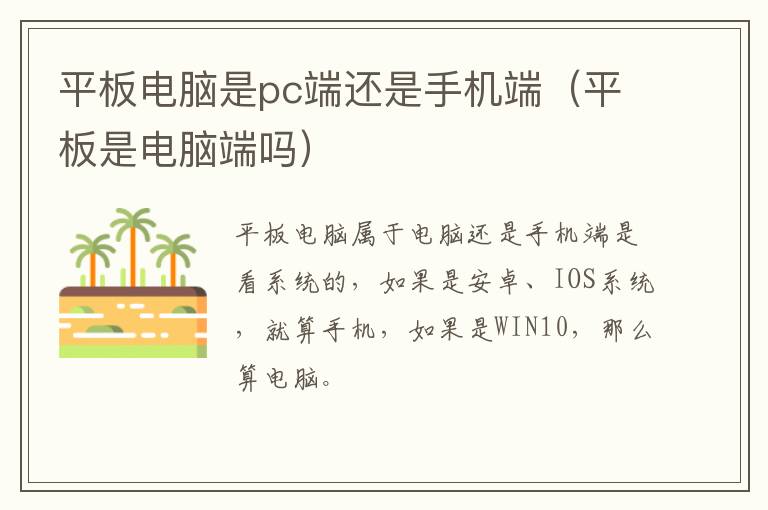 平板电脑是pc端还是手机端（平板是电脑端吗）