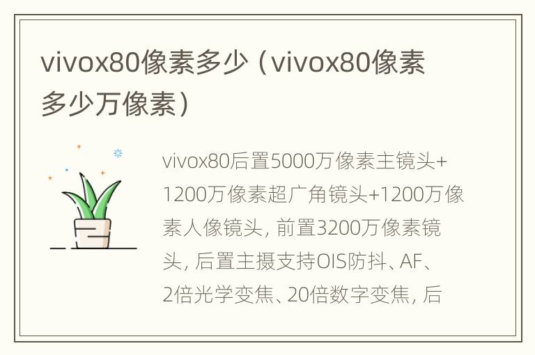 vivox80像素多少（vivox80像素多少万像素）