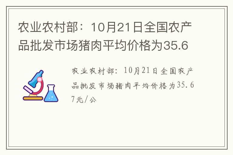 农业农村部：10月21日全国农产品批发市场猪肉平均价格为35.67元/公