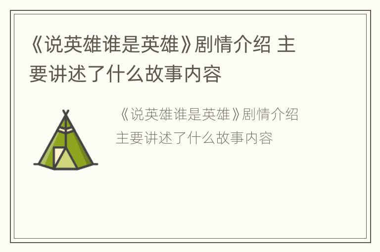 《说英雄谁是英雄》剧情介绍 主要讲述了什么故事内容