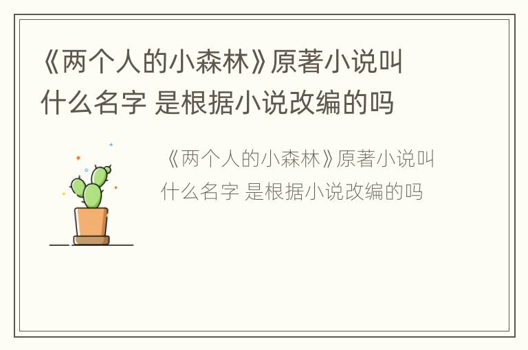 《两个人的小森林》原著小说叫什么名字 是根据小说改编的吗