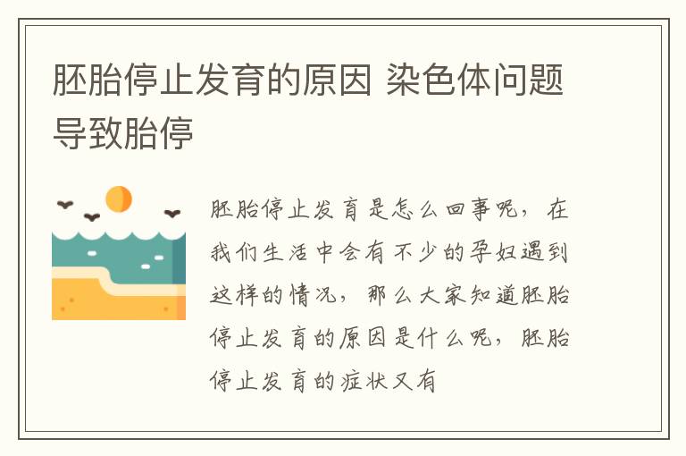 胚胎停止发育的原因 染色体问题导致胎停