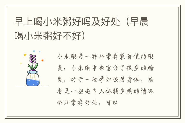 早上喝小米粥好吗及好处（早晨喝小米粥好不好）