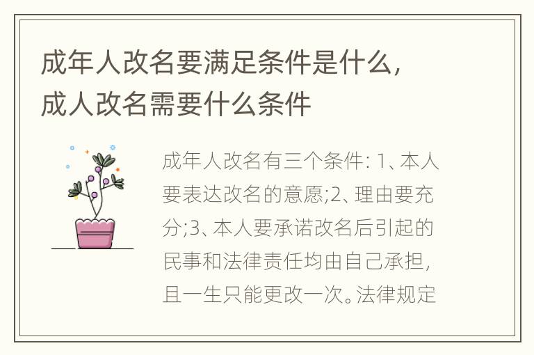 成年人改名要满足条件是什么，成人改名需要什么条件