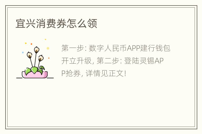 宜兴消费券怎么领