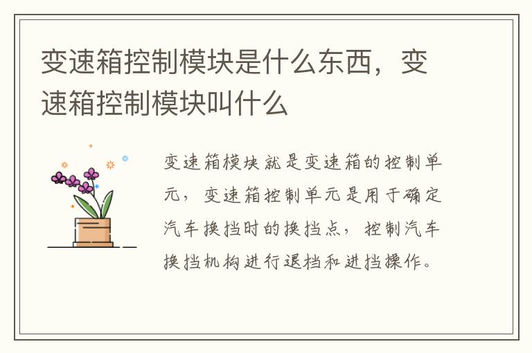 变速箱控制模块是什么东西，变速箱控制模块叫什么