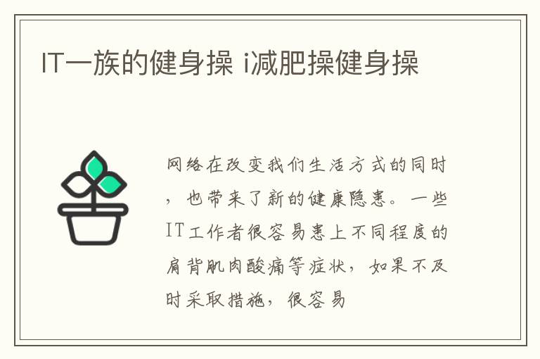 IT一族的健身操 i减肥操健身操