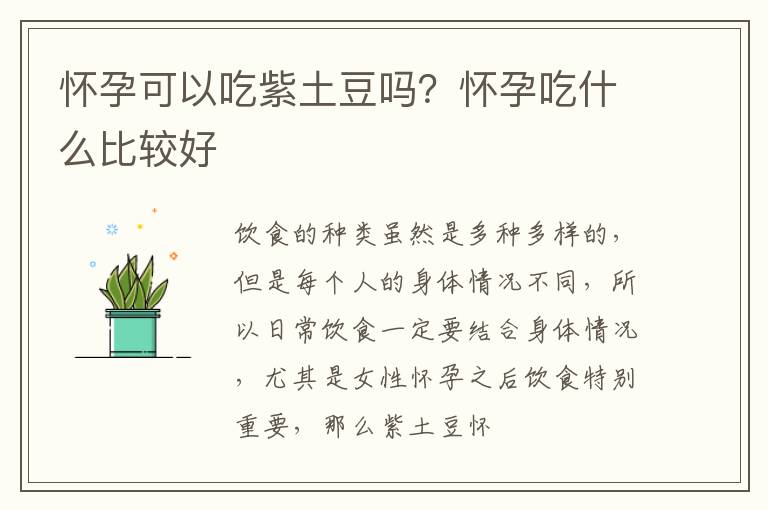 怀孕可以吃紫土豆吗？怀孕吃什么比较好