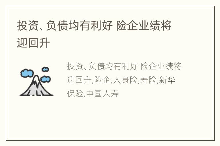 投资、负债均有利好 险企业绩将迎回升