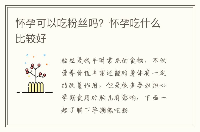 怀孕可以吃粉丝吗？怀孕吃什么比较好