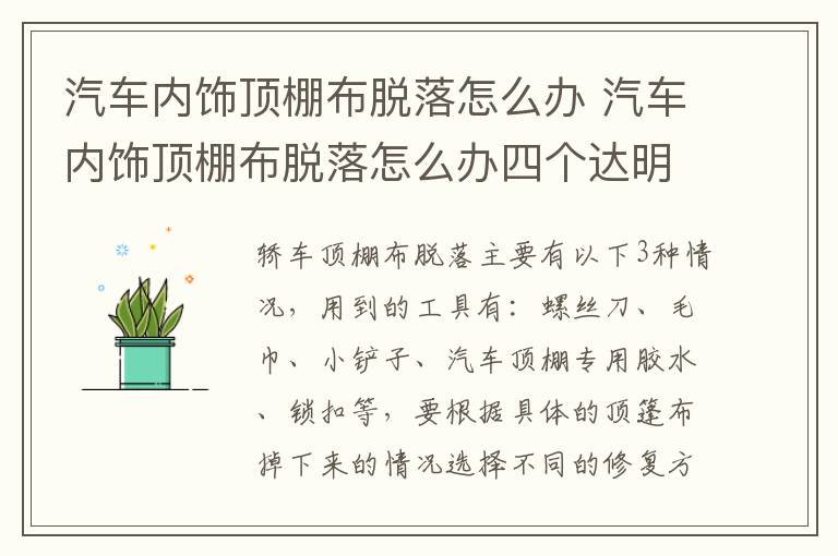 汽车内饰顶棚布脱落怎么办 汽车内饰顶棚布脱落怎么办四个达明锐1 4题是双离合吗