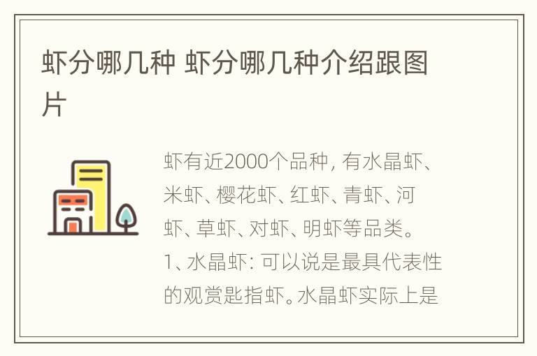 虾分哪几种 虾分哪几种介绍跟图片