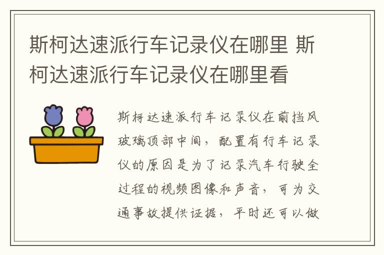 斯柯达速派行车记录仪在哪里 斯柯达速派行车记录仪在哪里看