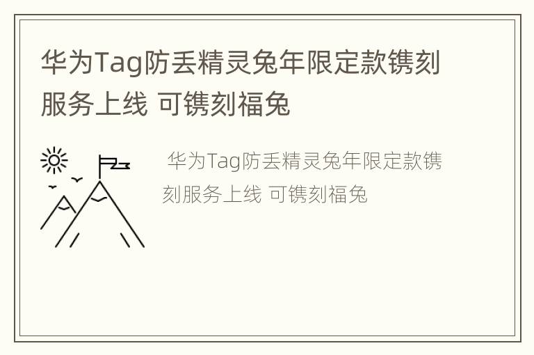华为Tag防丢精灵兔年限定款镌刻服务上线 可镌刻福兔