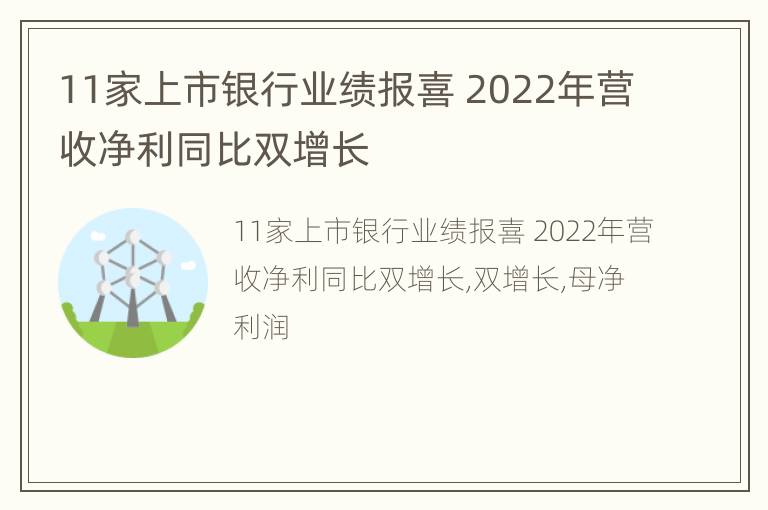 11家上市银行业绩报喜 2022年营收净利同比双增长