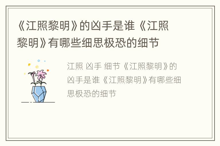 《江照黎明》的凶手是谁 《江照黎明》有哪些细思极恐的细节