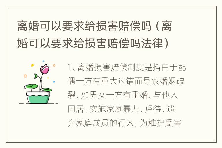 离婚可以要求给损害赔偿吗（离婚可以要求给损害赔偿吗法律）