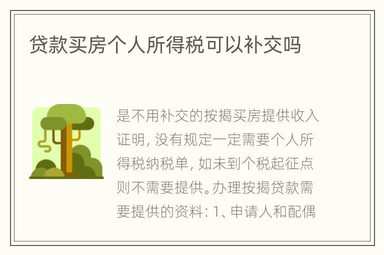 贷款买房个人所得税可以补交吗