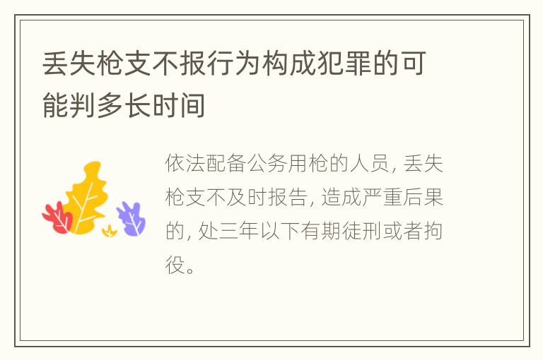 丢失枪支不报行为构成犯罪的可能判多长时间