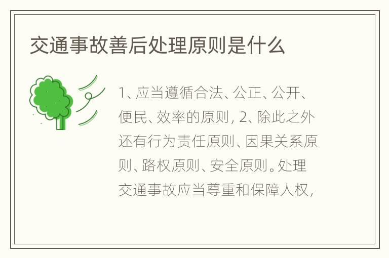 交通事故善后处理原则是什么