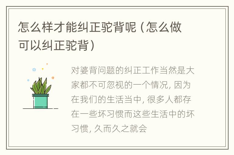 怎么样才能纠正驼背呢（怎么做可以纠正驼背）