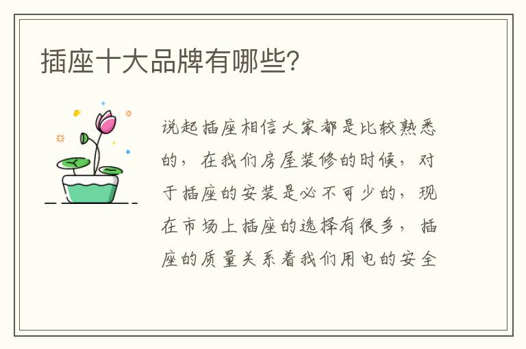 插座十大品牌有哪些？
