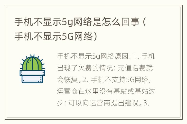 手机不显示5g网络是怎么回事（手机不显示5G网络）