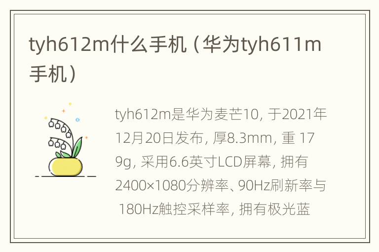 tyh612m什么手机（华为tyh611m手机）