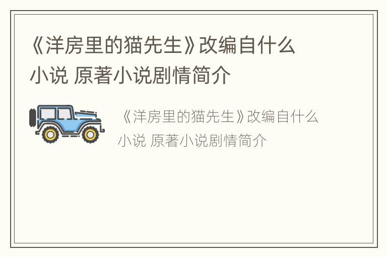 《洋房里的猫先生》改编自什么小说 原著小说剧情简介