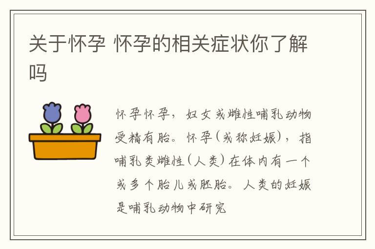关于怀孕 怀孕的相关症状你了解吗