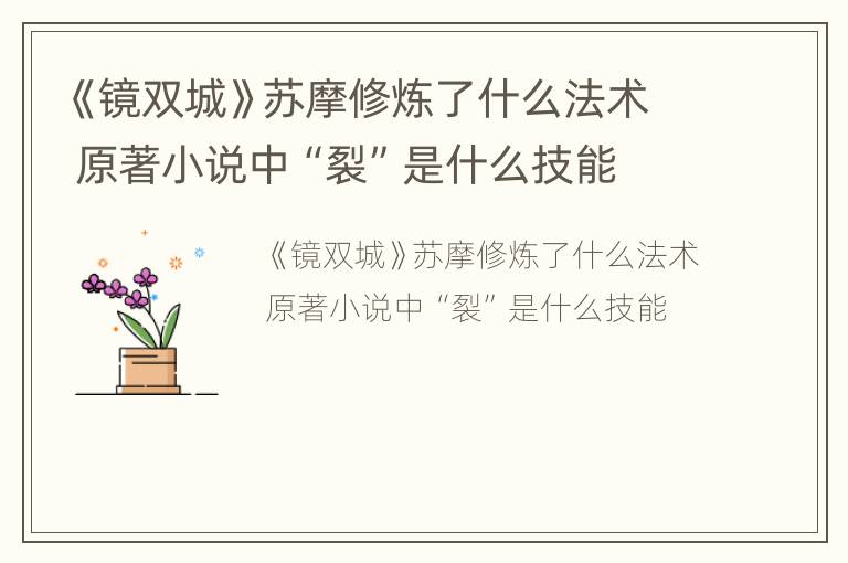 《镜双城》苏摩修炼了什么法术 原著小说中“裂”是什么技能
