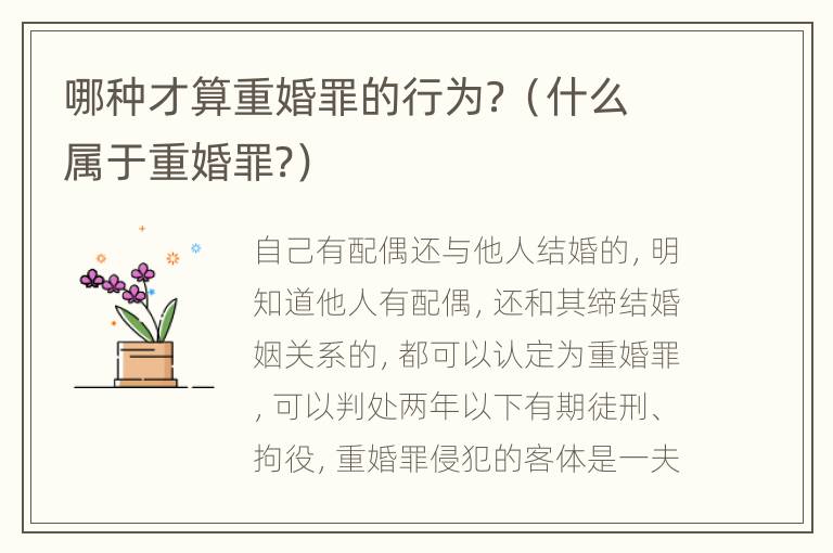 哪种才算重婚罪的行为？（什么属于重婚罪?）