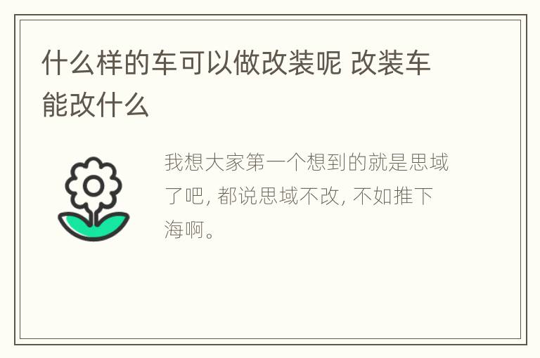 什么样的车可以做改装呢 改装车能改什么