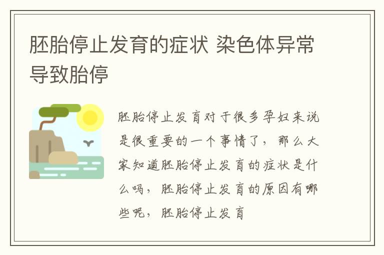 胚胎停止发育的症状 染色体异常导致胎停