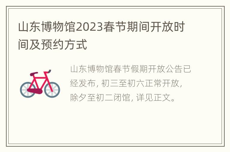 山东博物馆2023春节期间开放时间及预约方式